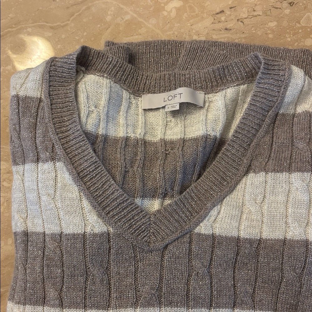 LOFT Two-Tone Knit Sweater - Picture 3 of 3